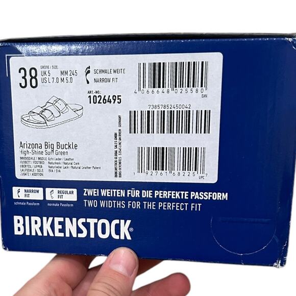 NIB Birkenstock Arizona Big Buckle Sandals High Shine Surf Green - Picture 6 of 6